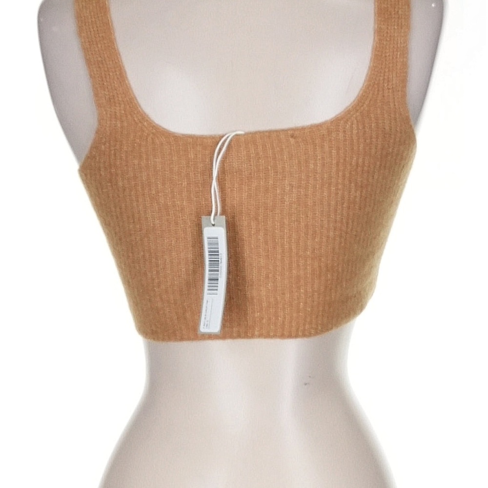 Everlane Size XS Ribbed Cropped Sweater Tank in Camel Wool Yak Hair Blend - Picture 4 of 9